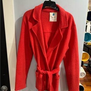 Vibrant Burnt Orange Belted Cardigan